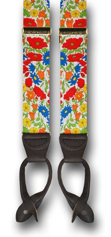 Men's Suspenders Liberty of London Poppy and Daisy Orange Floral Men's Braces