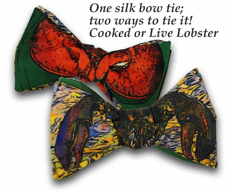 Maine Lobster Silk Bow Tie 2 in 1!