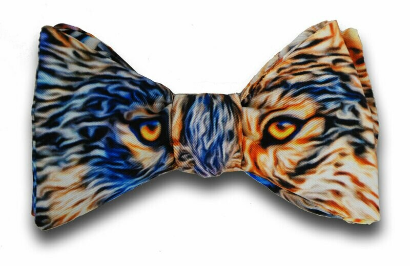 Blue Wolf Silk Bow Tie