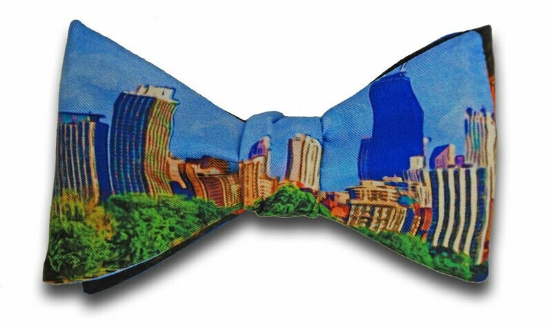 Chicago Skyline Afternoon and Twilight Silk Bow Tie 2 In 1!