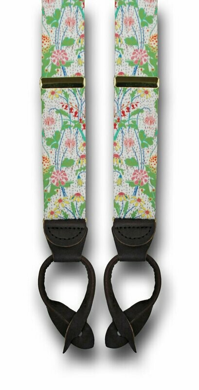 Mens Suspenders/Braces Custom Made Liberty of London Alpine Pasture Green Floral