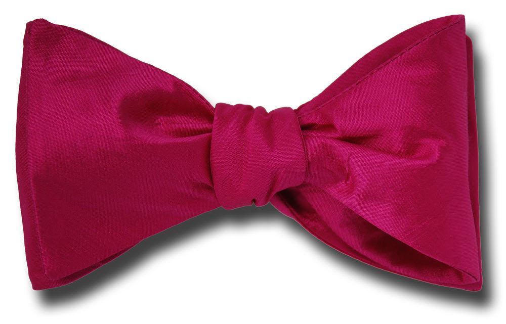 Solid Deep Fuchsia Shantung Silk Freestyle Bow Tie