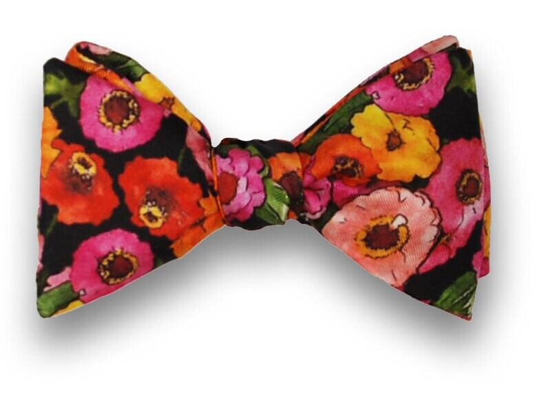 Men's Silk Floral Bow Tie My Zinnias Bowtie