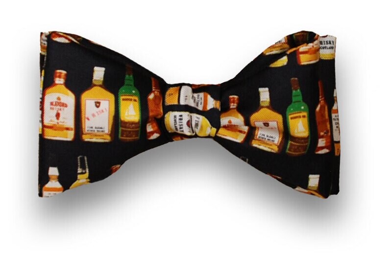 Men's Silk Bow Tie Top Shelf Whiskey Whisky Bowtie