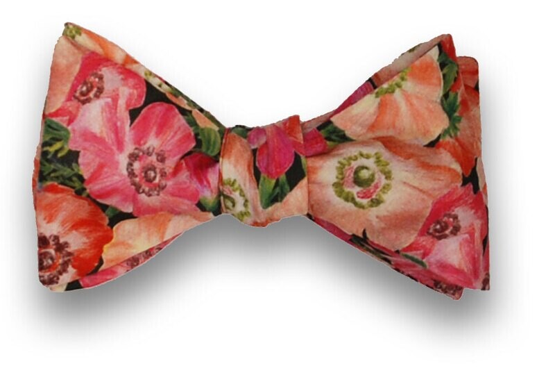 Men's Liberty of London Cotton Lawn Bow Tie Floppy Poppies Bowtie