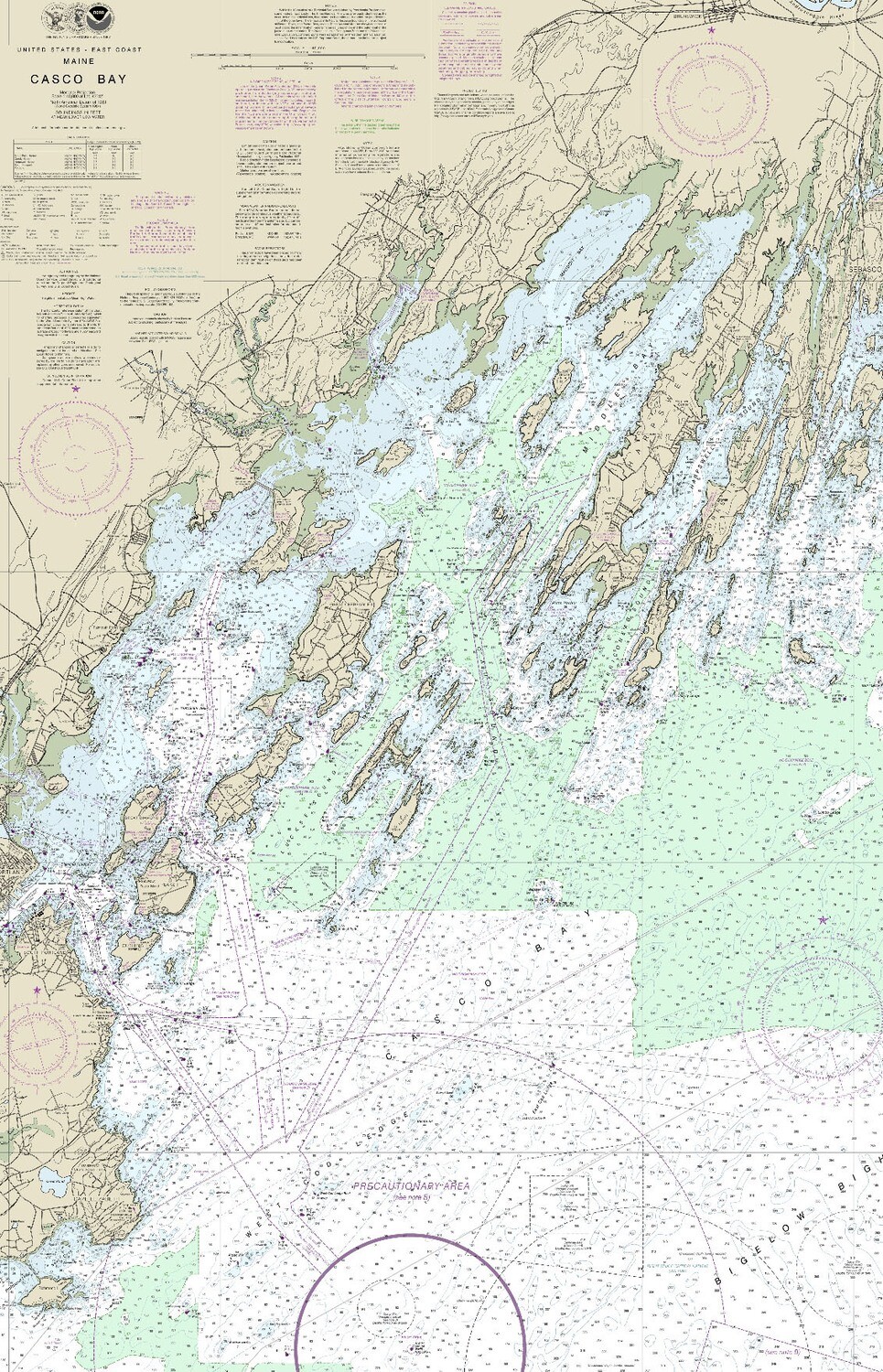 Nautical Chart Tea Towel–Casco Bay, Portland, Maine–OR Custom Location Nautical Chart