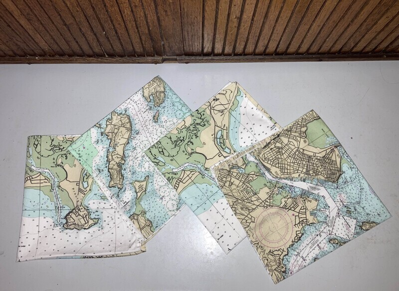 Nautical Chart Cotton Napkins—Custom Designed for Your Specified Location, and Made Just for You!