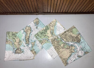 Nautical Chart Cotton Napkins—Custom Designed for Your Specified Location, and Made Just for You!