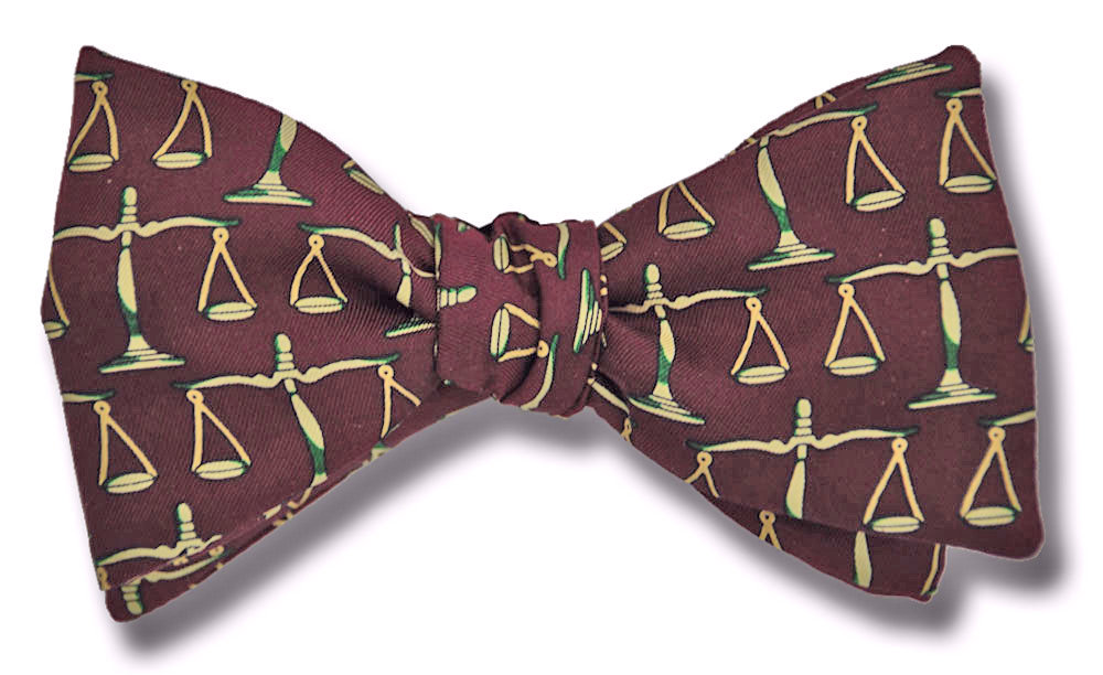 Scales of Justice on Burgundy Bow Tie