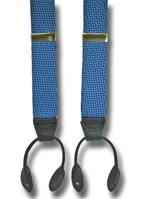 Men's Suspenders Blue Tumbling Blocks Braces