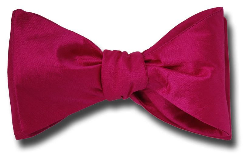 Solid Deep Fuchsia Shantung Silk Freestyle Bow Tie