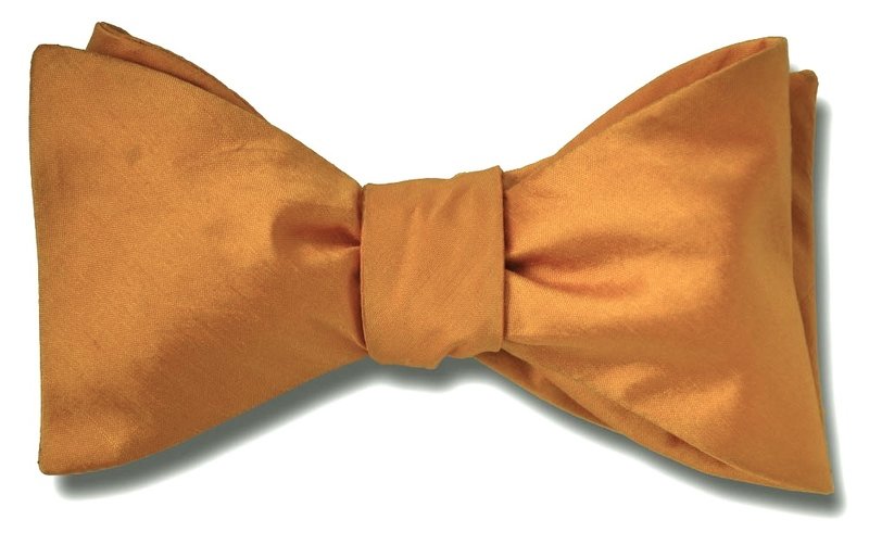 Solid Goldenrod Shantung Silk Freestyle Bow Tie