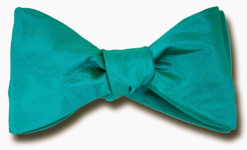 Solid Teal Silk Shantung Bow Tie