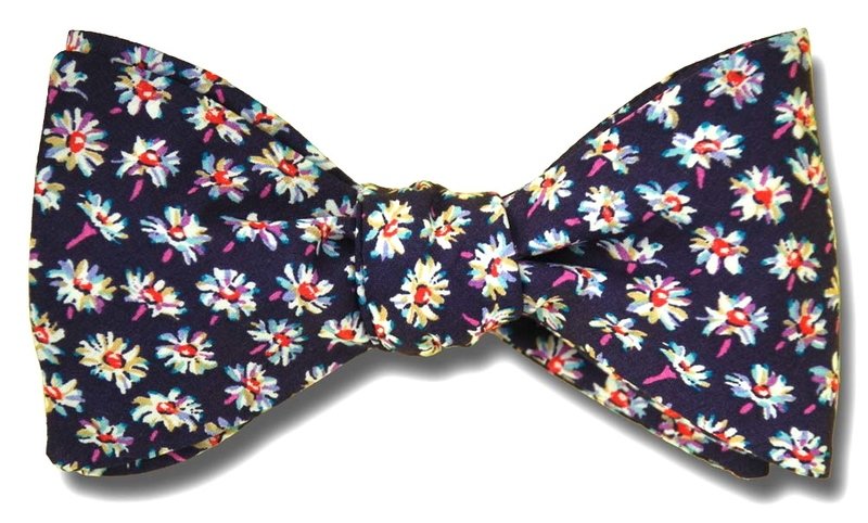 Liberty of London Bellis Daisy Floral on Midnight Bow Tie