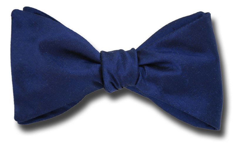Solid Navy Silk Shantung Bow Tie