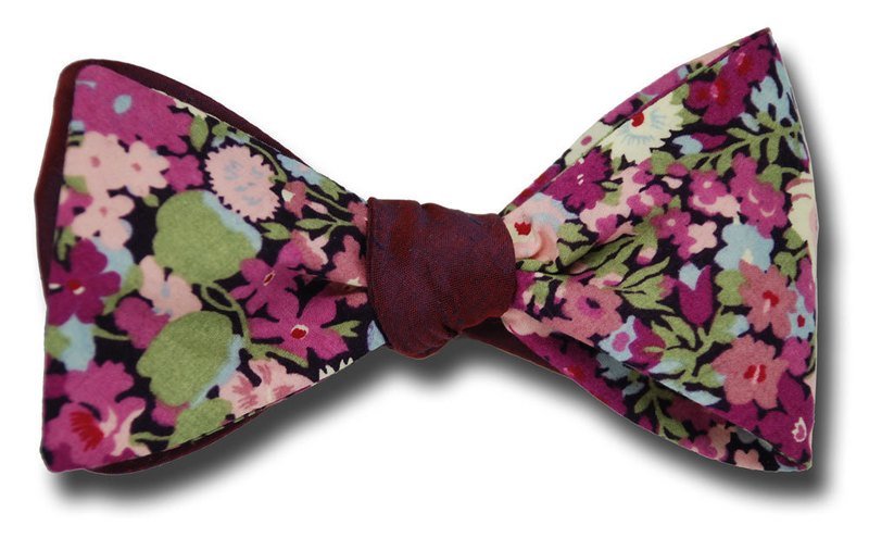 Men's Bowtie Liberty of London Thorpe Rose Iridescent Purple Shantung Half and Half Bow Tie