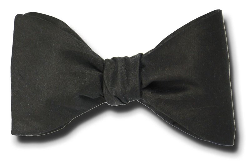 Solid Black Silk Shantung Bow Tie