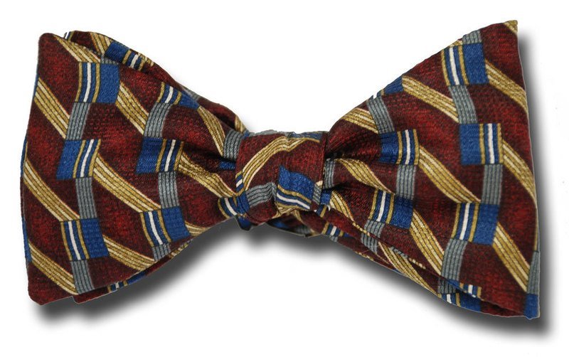 Copper Graphic Geometrics Silk Bow Tie