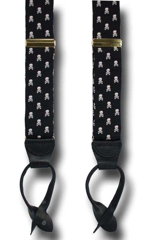 Men's Suspenders Jolly Roger Skull and Crossbones A Man In Full Braces
