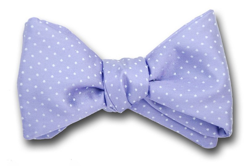 Woven Silver Micro Polka Dot on Lavender Silk Bow Tie
