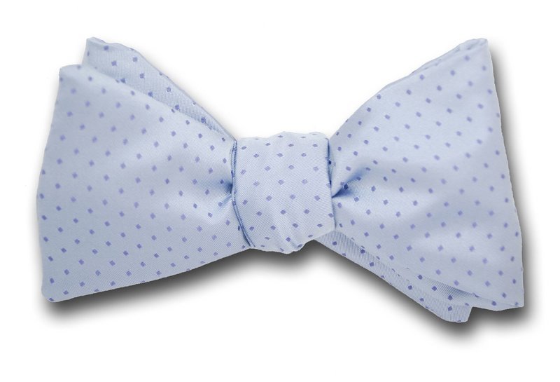 Woven Lavender Micro Polka Dot on Silver Silk Bow Tie