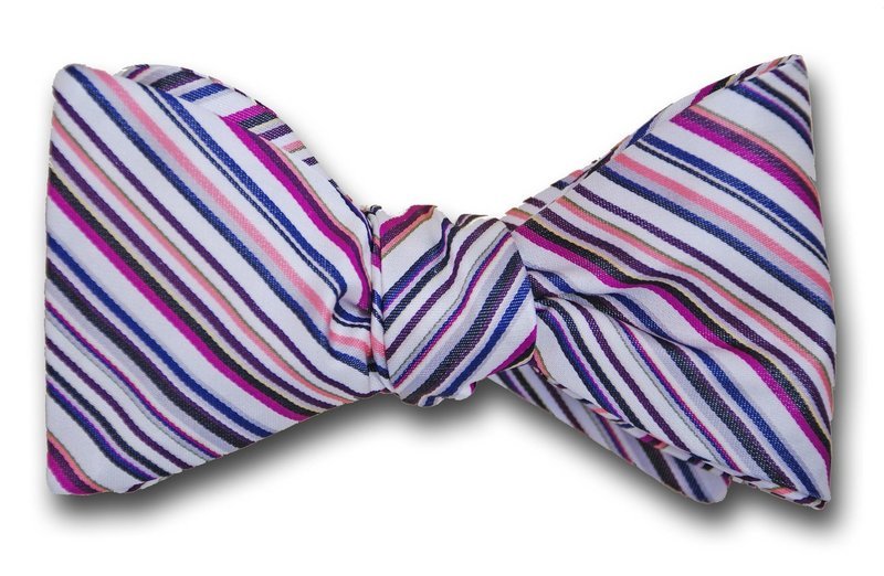 Garden Lilies Micro Stripe Silk Bow Tie