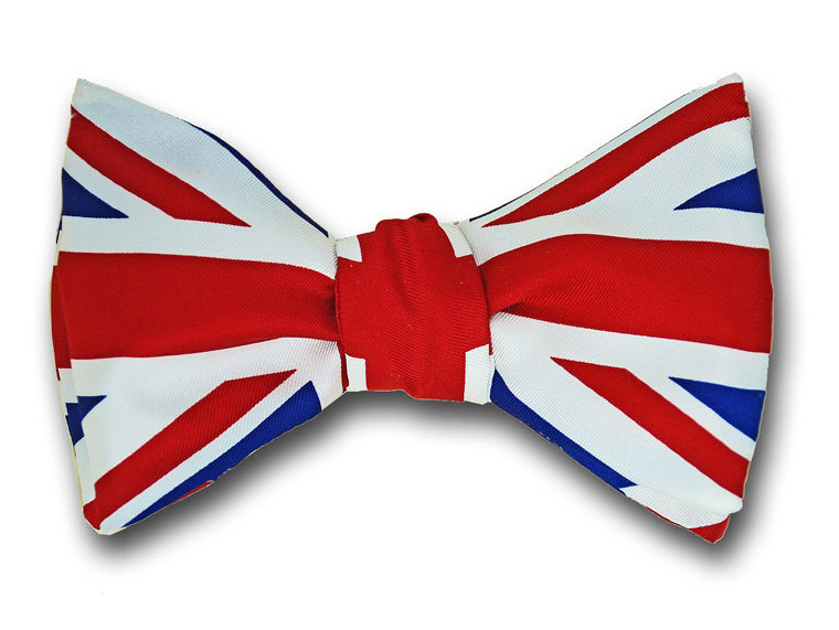UK British Union Jack Flag Freestyle Silk Bow Tie