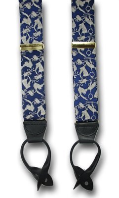 Men's Suspenders Fishing Flies Antique Book Plate Braces