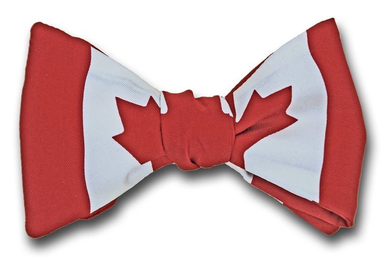 Canadian Flag Maple Leaf Freestyle Silk Bow Tie