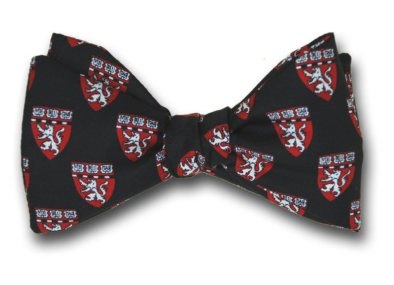 Black Harvard Medical School HMS Shield Silk Bow Tie