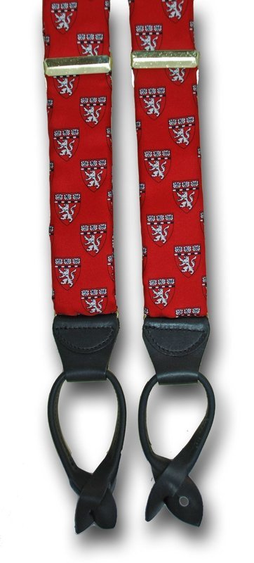 Men's Suspenders Red Harvard Medical School HMS Shield Silk Braces