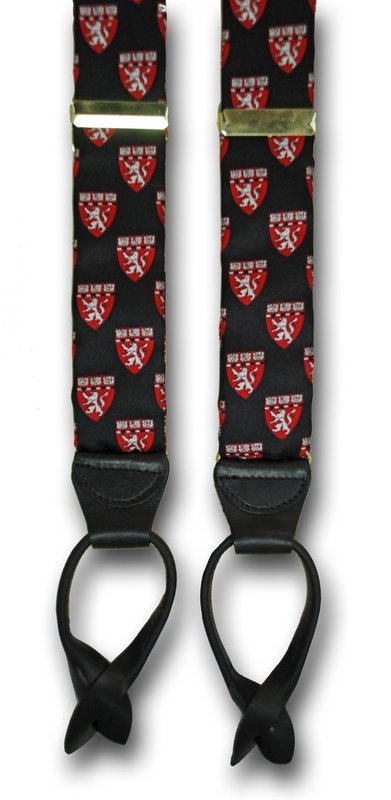 Men's Suspenders Black Harvard Medical School HMS Shield Silk Braces
