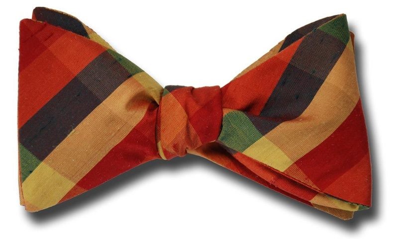 Butterscotch Plaid Bow Tie