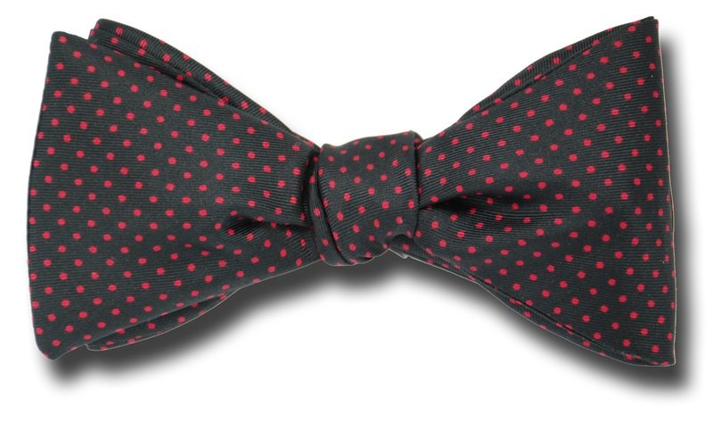 Micro Red Polka Dot On Black Bow Tie