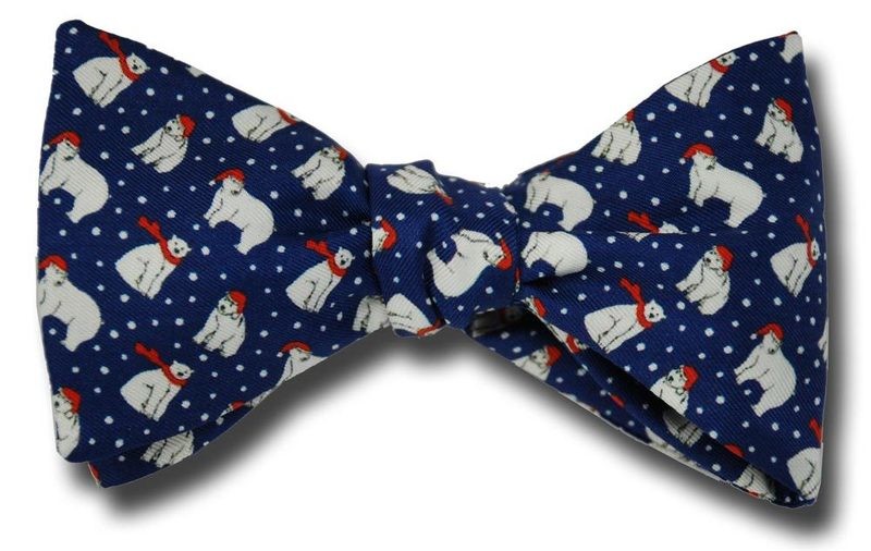 Santa Hat Polar Bear Bow Tie