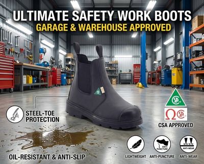 Botte des Securite - CSA - Logo Vert - Safety Boots - Safety Shoes - Oil Resistant - résistant à l'huile - Cap D'acier - Steel Toe - Anti Puncture - Anti crevaison