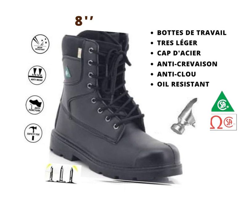 Botte de Securite/CSA/Logo vert/Cap D'acier/ safety boot/ metal toe/Oil Resistant