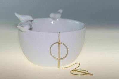 Ohrringe Ohrhänger Kreis mit Stab minimalistisch goldfarbig