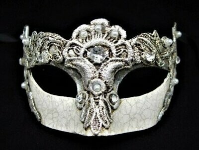 Máscara veneciana macramé y cristal en plata