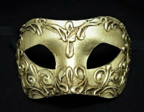 Antifaz veneciano dorado con decoración en relieve