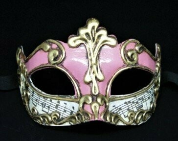 Máscara partitura rosa y oro