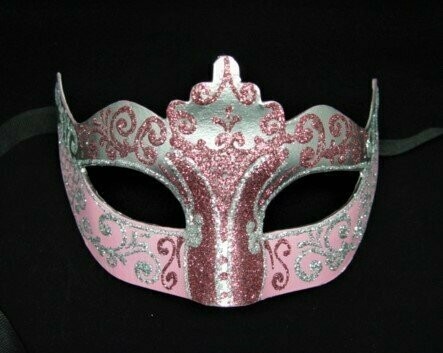 Máscara rosa y plata