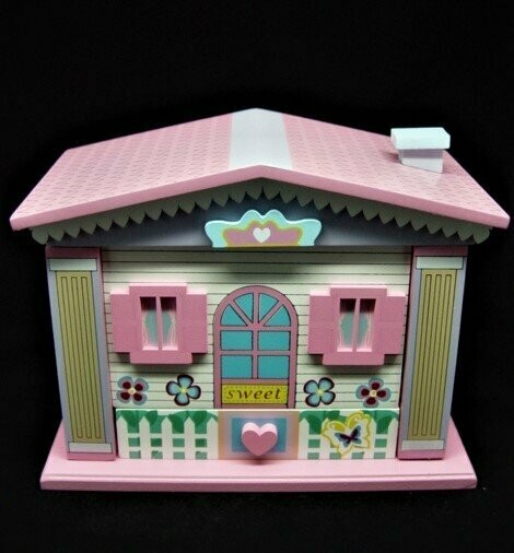 Casita de madera con música.Joyero musical con bailarina