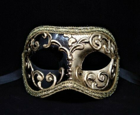 Máscara veneciana en negro y oro