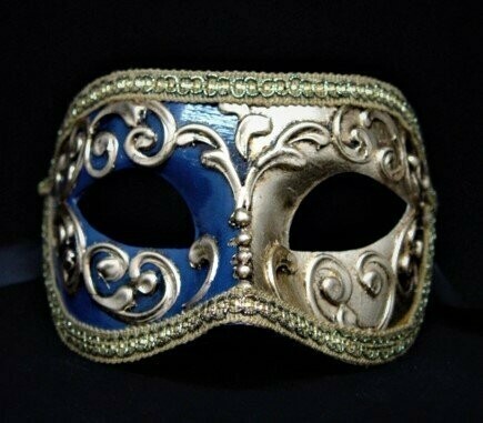 Antifaz veneciano en azul y oro
