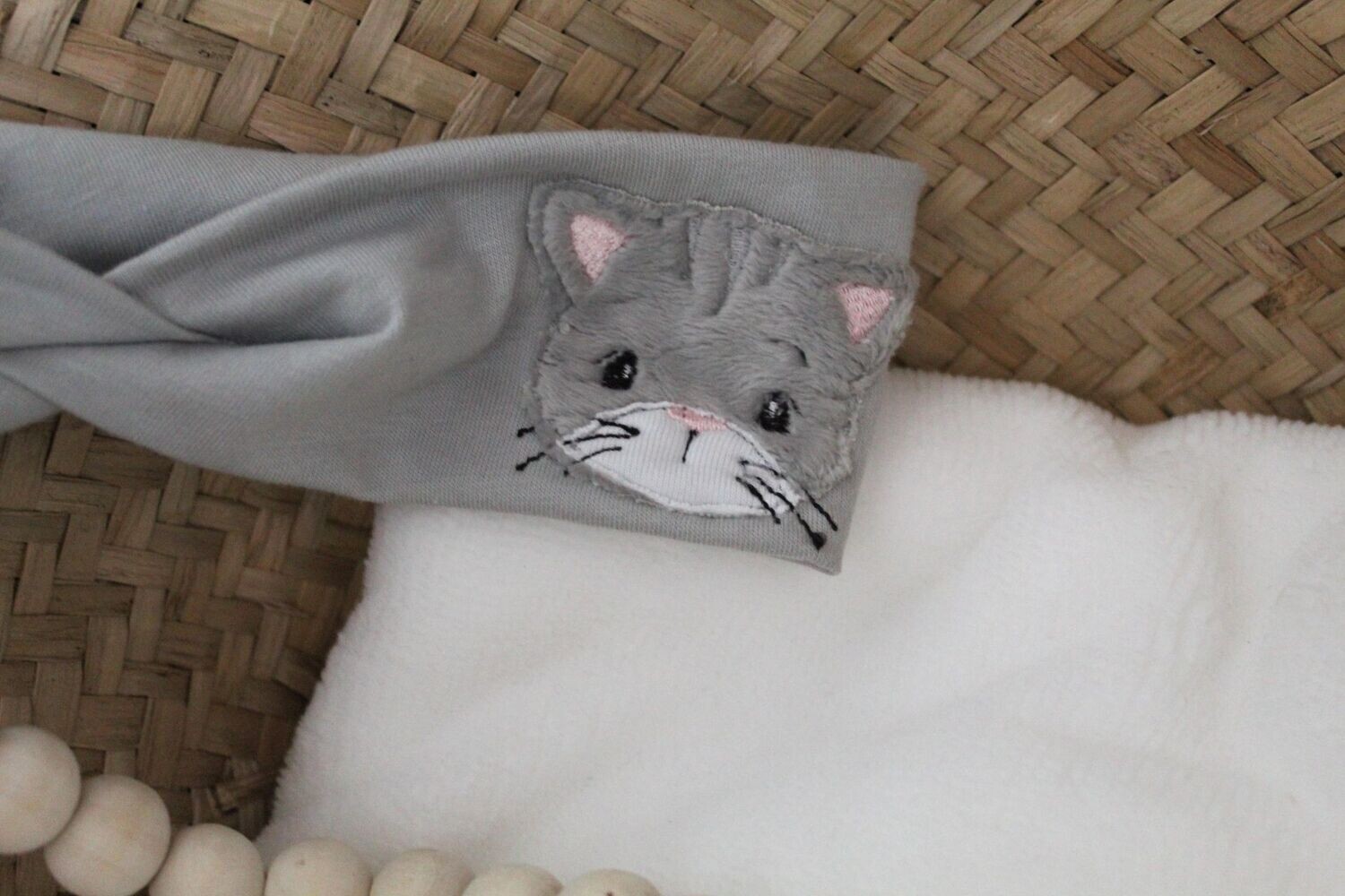 Stirnband Grau Katze