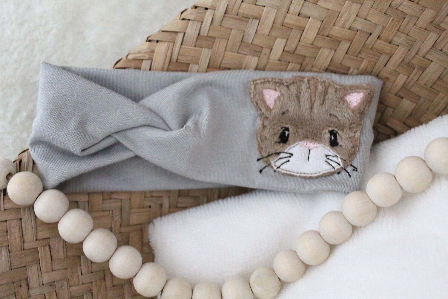 Stirnband Grau Katze