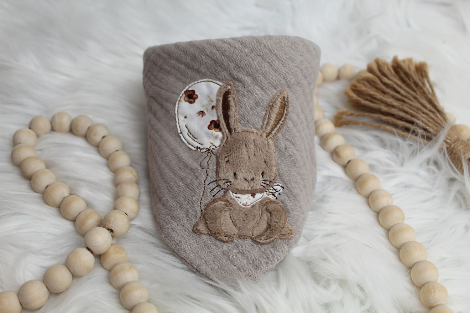 Musselin Halstuch Baby Hase mit Luftballon