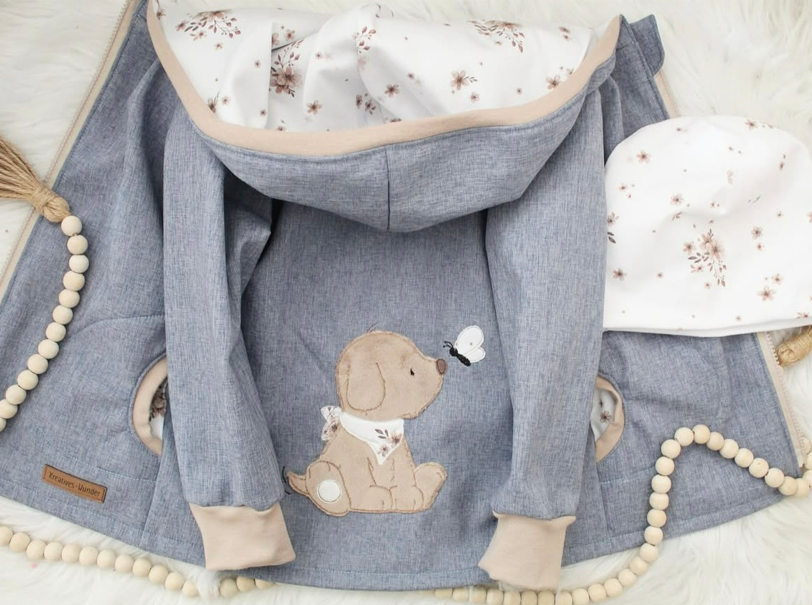 Softshell-Jacke Hund mit Schmetterling