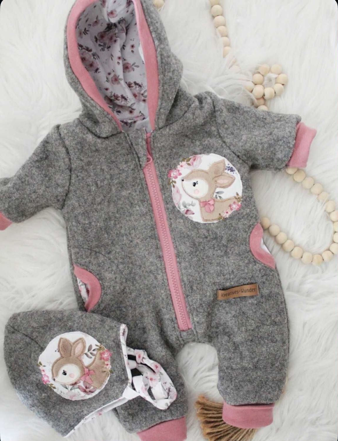 Wollwalkanzug Set Reh - Gr. 56 Wollwalkanzug Set Reh - Gr. 56